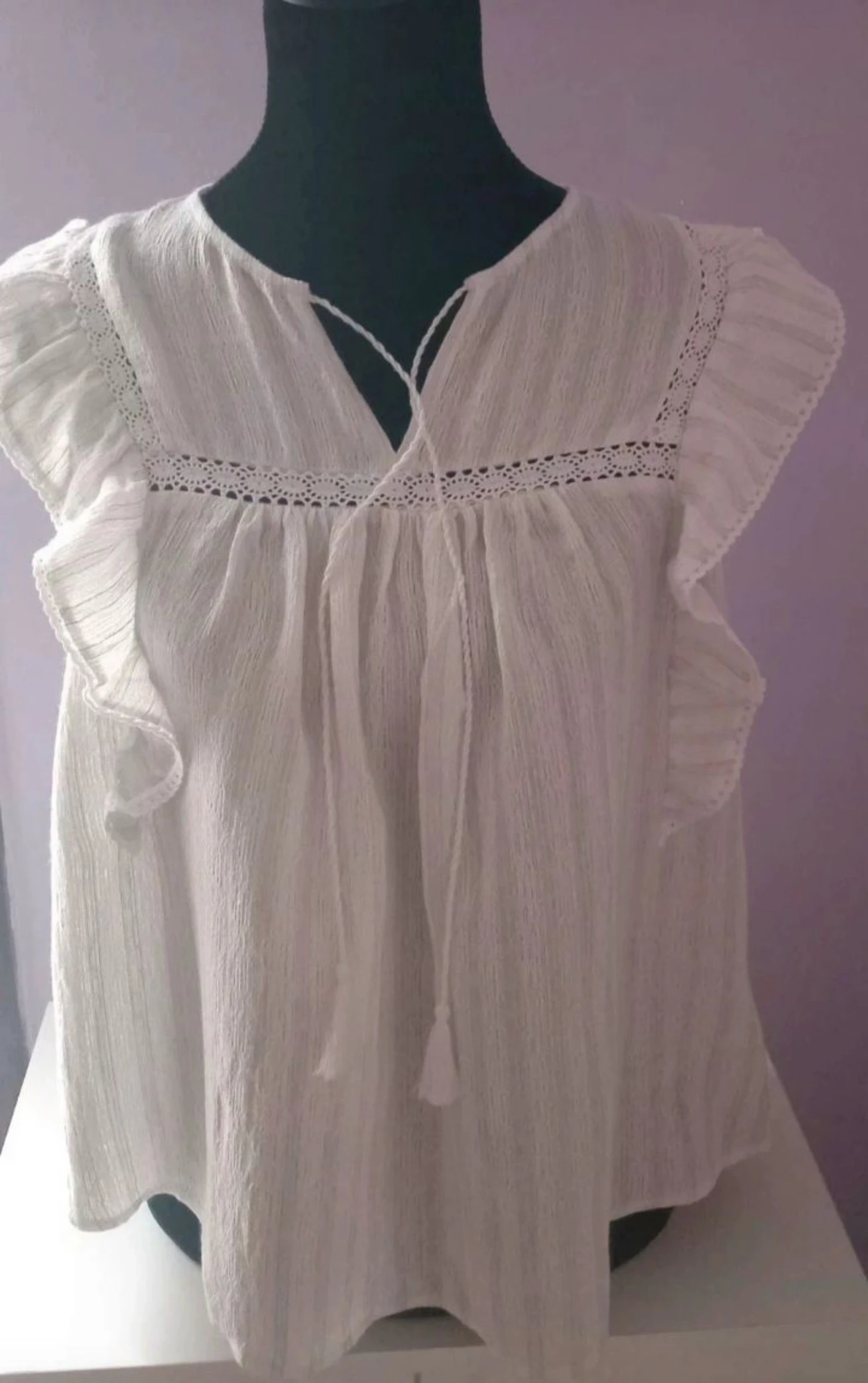 Blouse crème doré •Bohème chic •Neuve étiquetée•T S